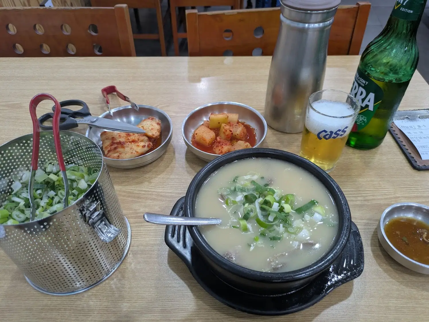 ソルロンタンとキムチとビール