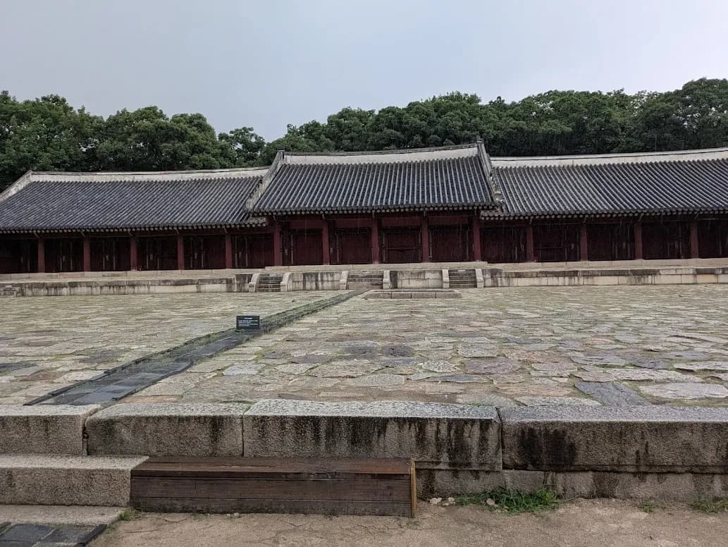 宗廟の敷地を歩く様子